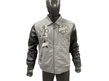 N1DPLJ-5000- N1DP LEATHER JACKET (RAIDERS GREY/BLACK)