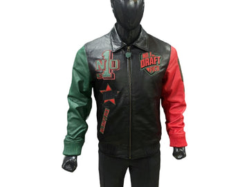 N1DPLJ-5000- N1DP LEATHER JACKET (BLACK/GREEN-RED HISTORICAL JACKET)