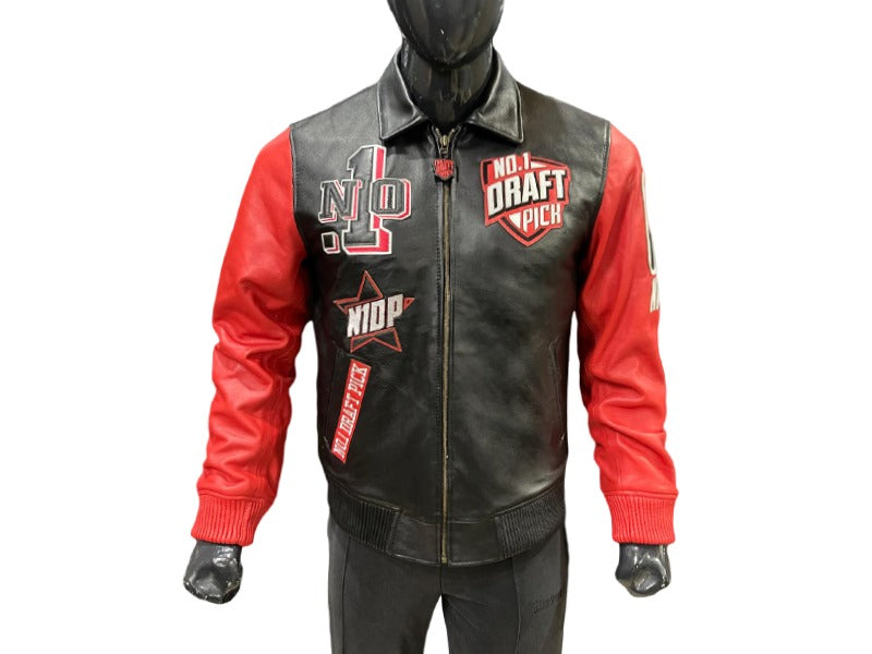 N1DPLJ-5000 N1DP LEATHER JACKET (CHICAGO BLACK/RED LAMB SKIN)