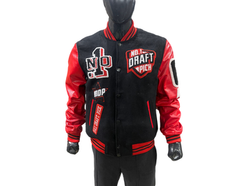 N1DPVSJ-4000-N1DP VARSITY (CHICAGO-ATL BLACK/RED WOOL BODY-LAMB SKIN LEATHER SLEEVE)